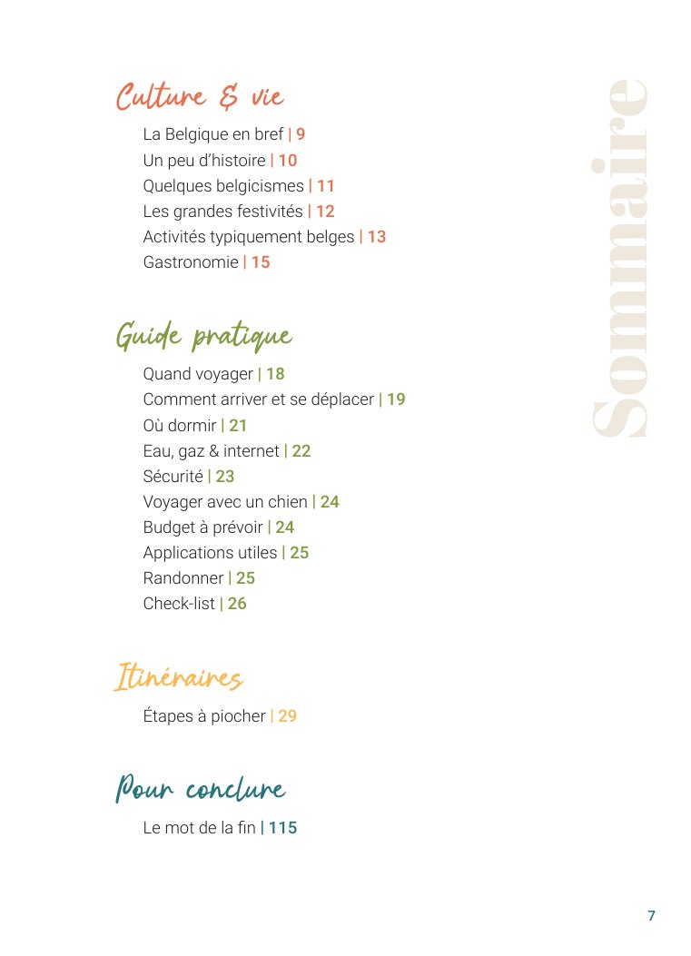 p. 7 — Le sommaire : tout ce qu’il y a dans le livre, et à quelle page