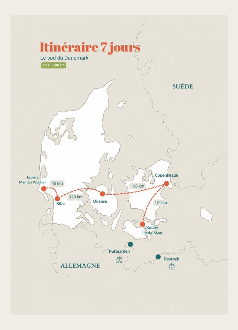 p. 41 — Un itinéraire de sept jours, avec les distances