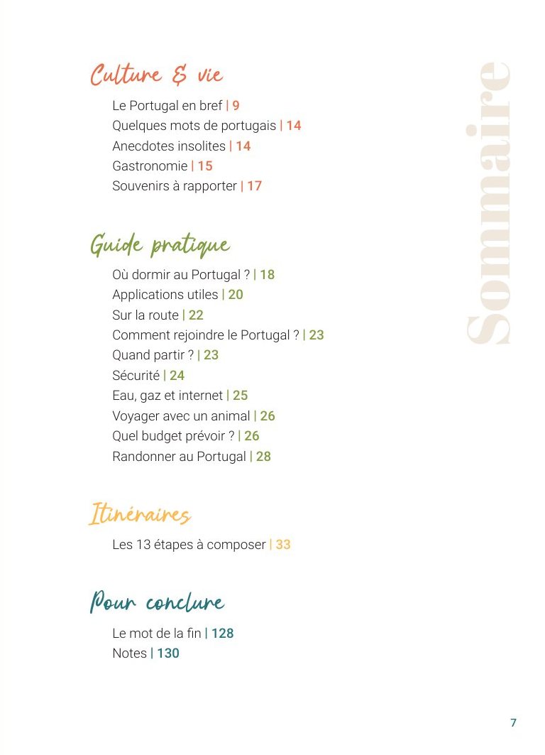 p. 7 — Le sommaire : tout ce qu’il y a dans le livre, et à quelle page